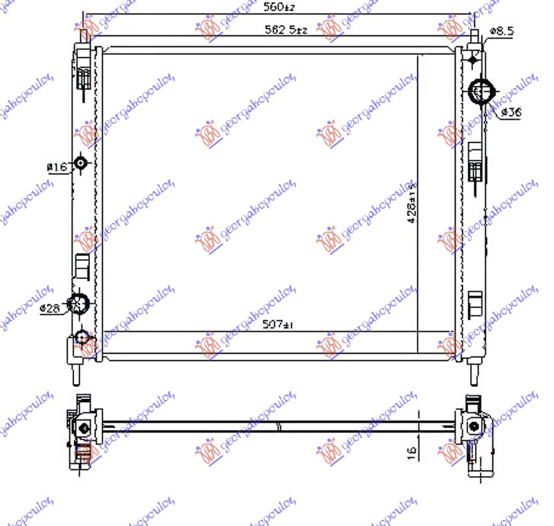 HLADNJAK MOTORA 1.5 dCi DIZEL (507x428x16)