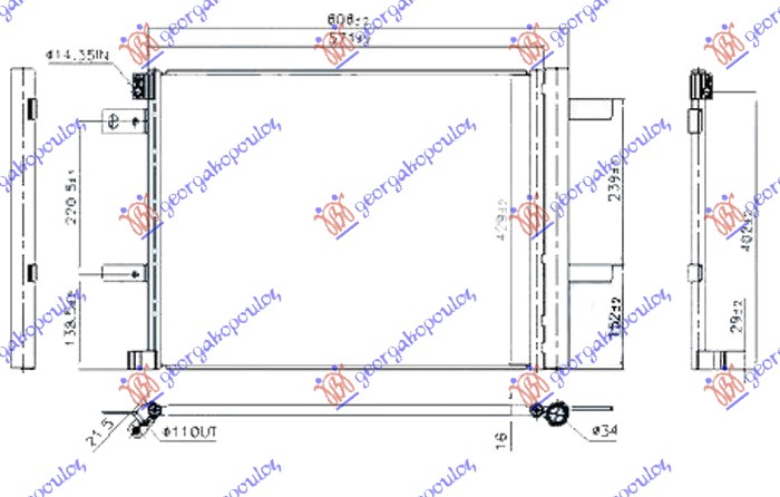 HLADNJAK KLIME 1.2 THP BENZIN - 1.5/1.6 BlueHDi DIZEL (606x429x16)