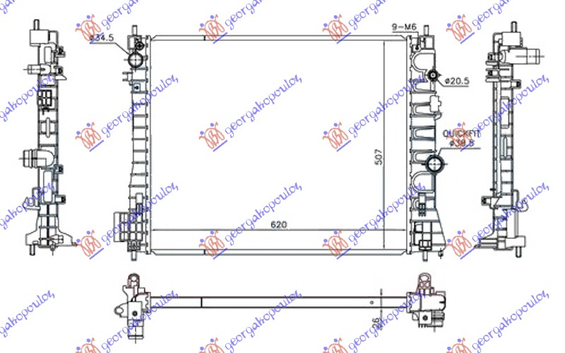 HLADNJAK MOTORA 1.7 DTi/CDTi DIZEL (MAN) (620x510x26)