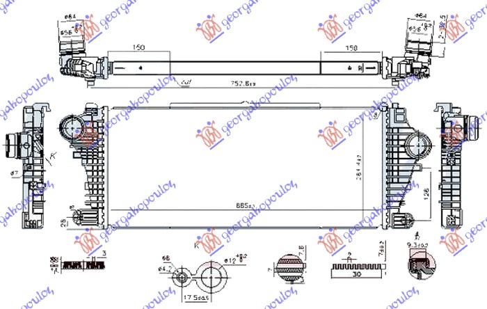 HLADNJAK INTERKULERA 1.6/2.0 CDTi DIZEL (665x285x32)