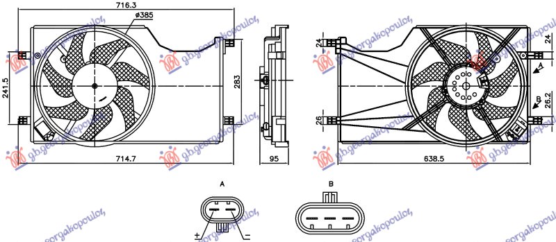 VENTILATOR KOMPLET 1.3 DIZEL - 1.0/1.4 BENZIN