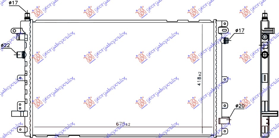 HLADNJAK MOTORA DODATNI HIBRID (675x435x16) (KOYO)