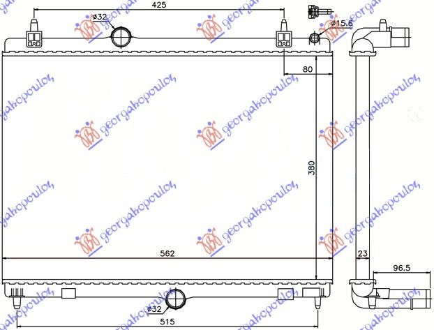 HLADNJAK MOTORA 1.6 THP-VTI BENZIN / 1.6 Hdi 2.0 HDi-BLUEHDi DIZEL (MAN) (380x560) (MEHANICKI SPOJ)