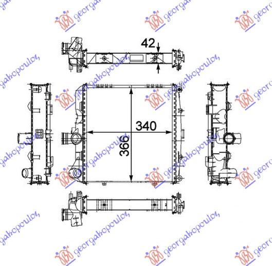 HLADNJAK MOTORA 2.7/2.9-S/3.2-S/3.4 BENZIN (34x36.6x4.2) (MAHLE BEHR PREMIUM LINE)