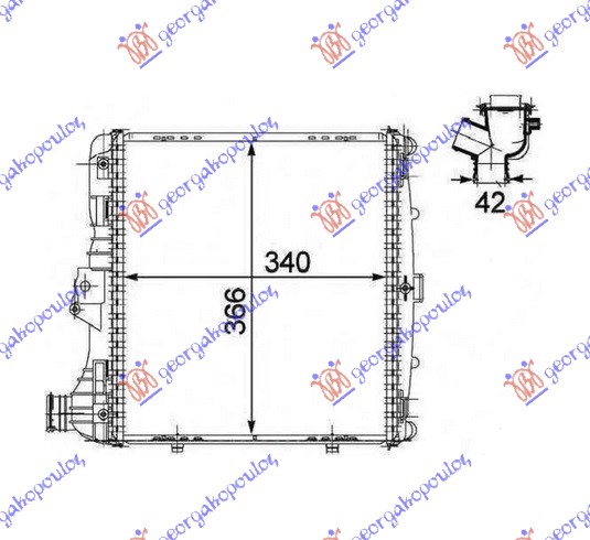 HLADNJAK MOTORA 2.7/2.9-S/3.2-S/3.4 BENZIN (34x36.6x4.2) (MAHLE BEHR PREMIUM LINE)