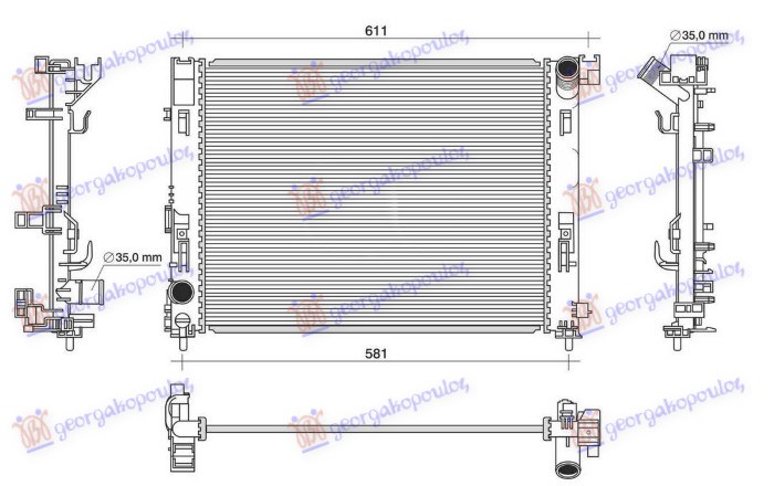 HLADNJAK MOTORA 0.9 IG-T BENZIN - 1.5 dCi DIZEL (510x395x12) (KOYO)