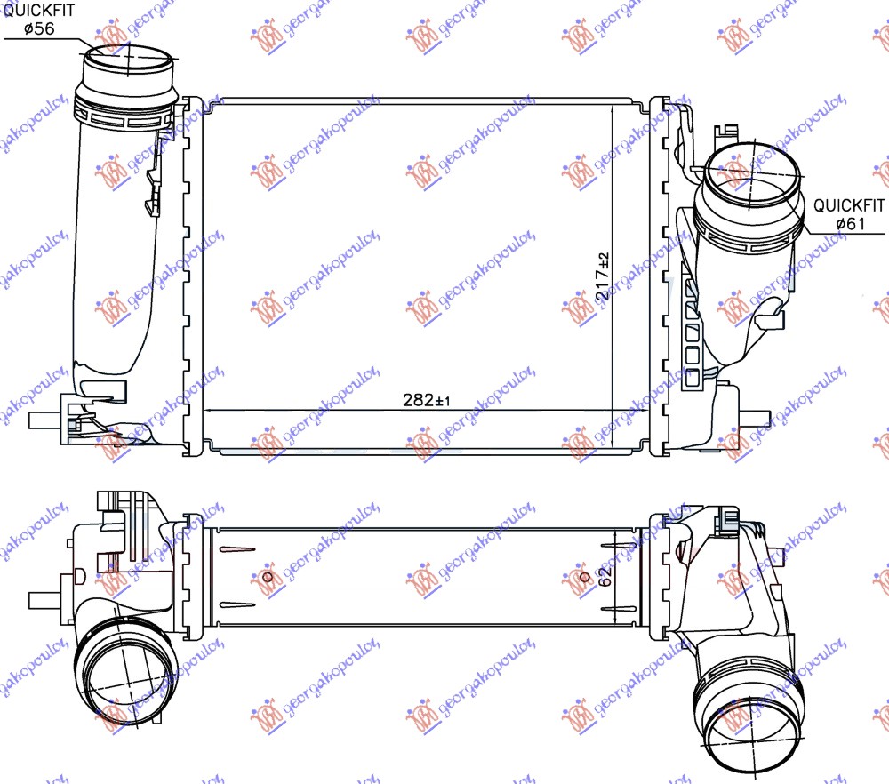 HLADNJAK INTERKULER 1.6 Dci (282x2 18x64)