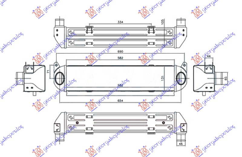 HLADNJAK INTERKULERA 2.7 TDi DIZEL (580x130x105) (CEO ALUMINIJUM)