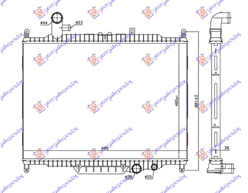 HLADNJAK MOTORA 3.0 TD DIZEL (MAN/AUTO) (485x685x36) 10-