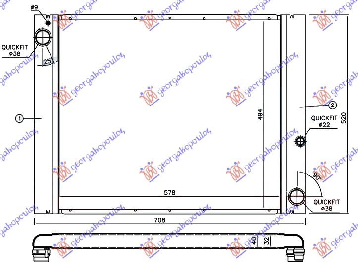 HLADNJAK MOTORA 3.0 TD DIZEL (AUTO) (570x500) CEO ALUMINIJUM