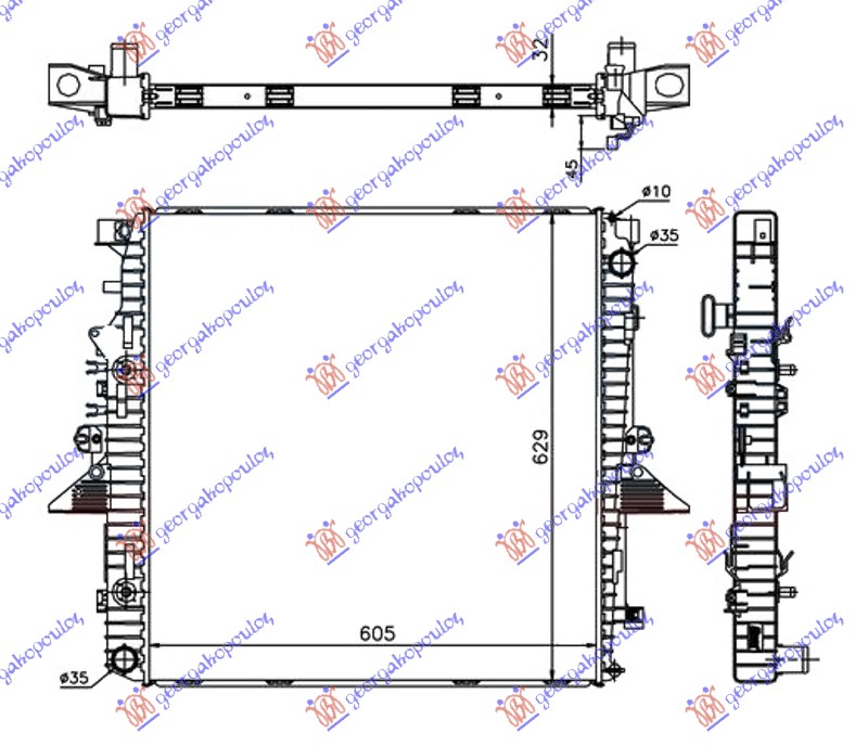 HLADNJAK MOTORA 4.0i V6 4.4i V8 DIZEL (MAN/AUTO) (605x620x32)