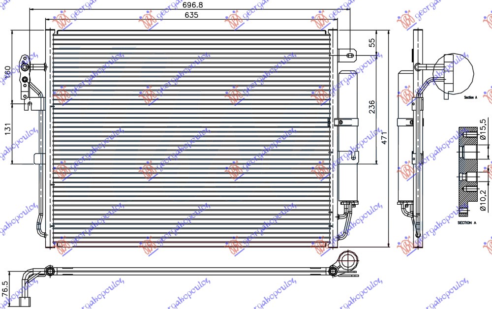 HLADNJAK KLIME 2.7TD/2.7 V6 TDI DIZEL (473x636x16)