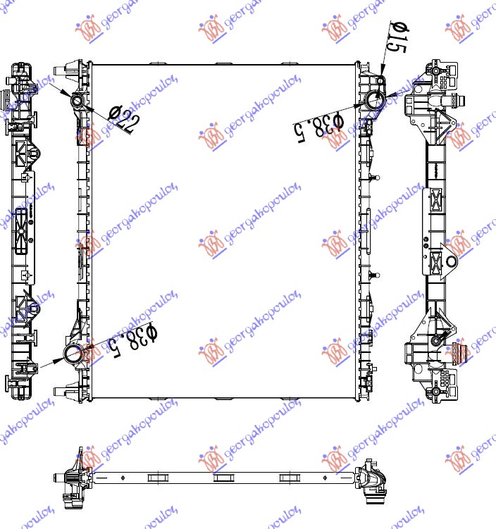 HLADNJAK MOTORA 2.0 TD DIZEL (580x728x26)