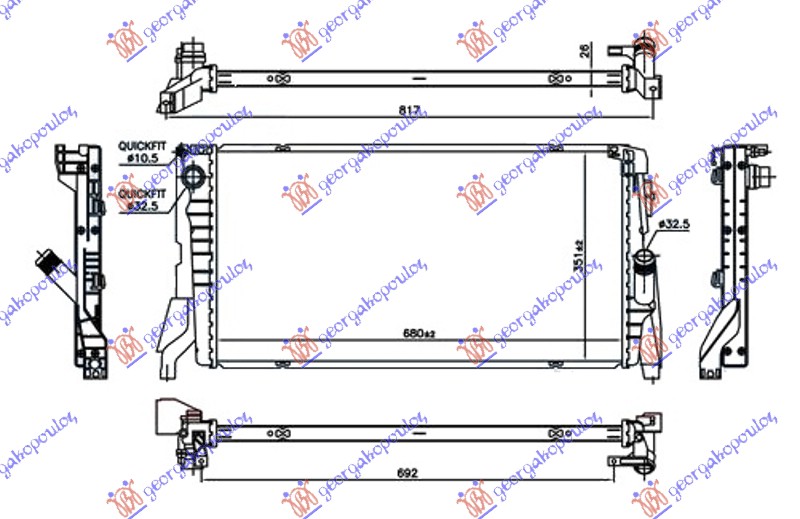 HLADNJAK MOTORA 1.5 (216i/218i) BENZIN (MAN/AUTO) (680x351x26)