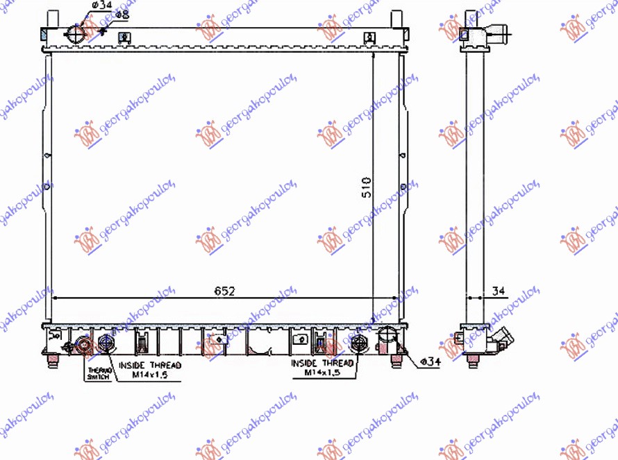 HLADNJAK MOTORA 2.9 TD DIZEL (AUTO) (510x660x26)