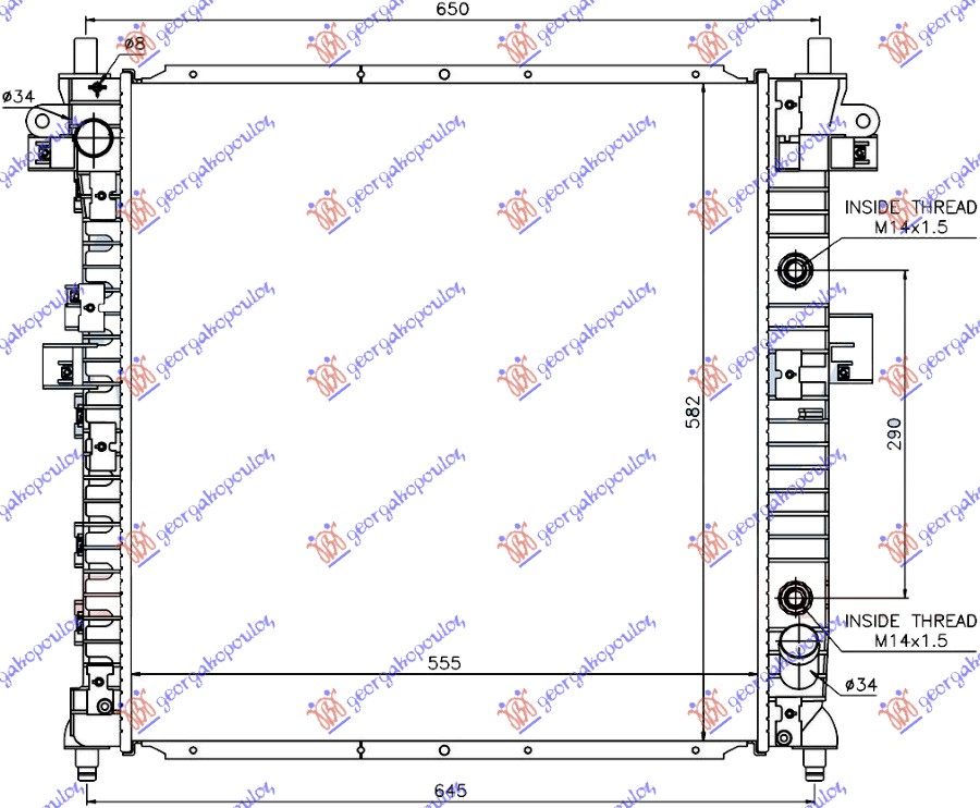 HLADNJAK MOTORA 2.3i BENZIN / 200 Xdi DIZEL (AUTO) (555x580x26)