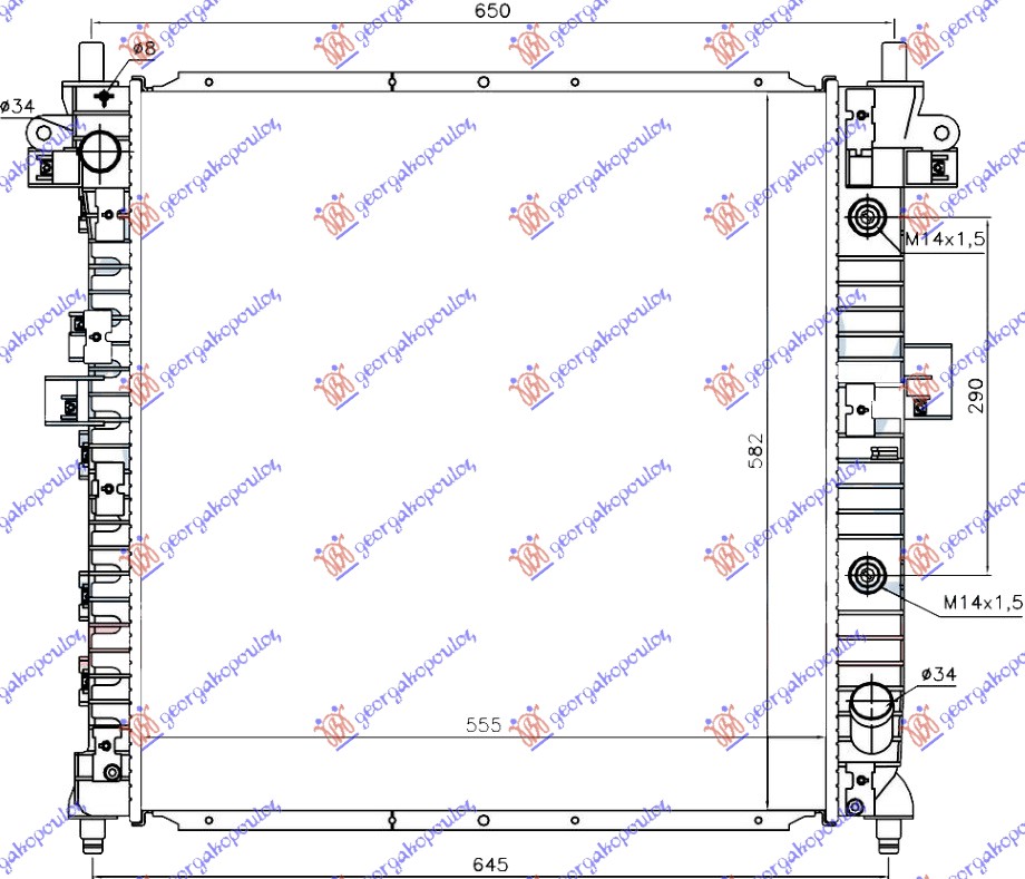 HLADNJAK MOTORA 2.0 Xdi DIZEL (AUTO) (555x580x26)