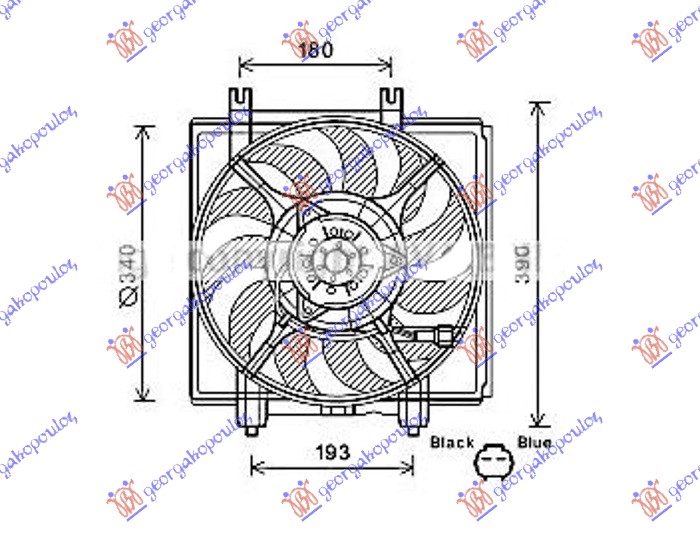 VENTILATOR KOMPLET (2.5 TURBO) (342mm) (2 PIN)