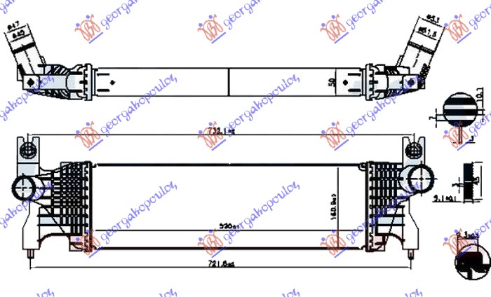 HLADNJAK INTERKULERA 1.6 DDiS DIZEL (520x160x50)