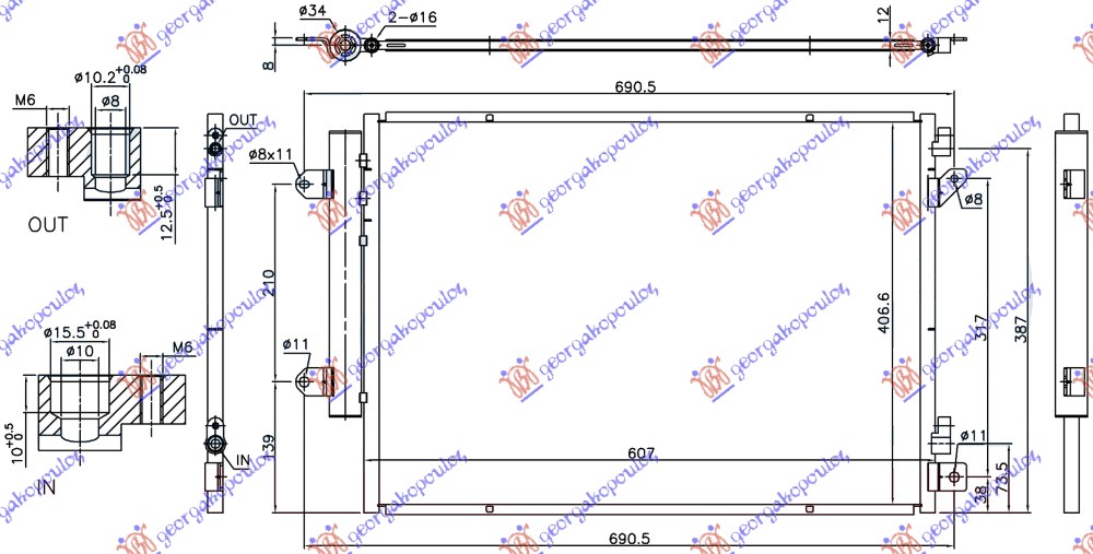 HLADNJAK KLIME 1.6 DDiS DIZEL (607x407x12) SA START-STOP SISTEMOM