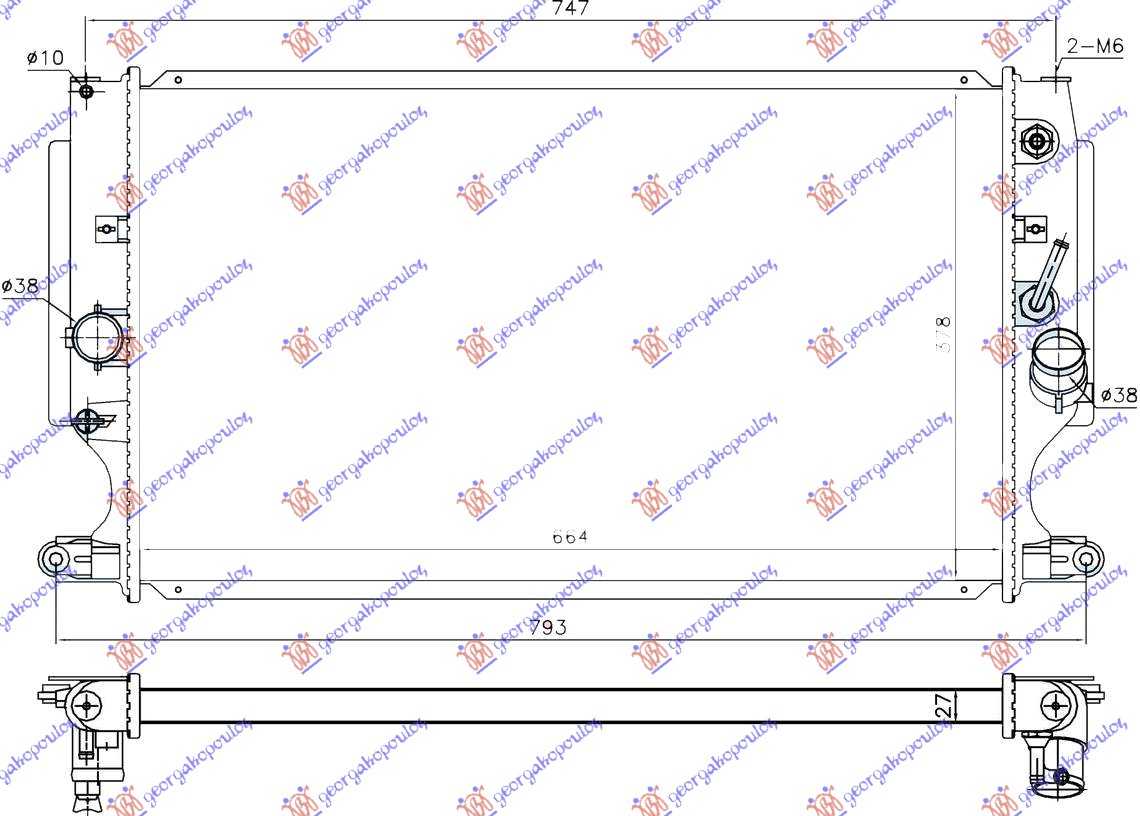 HLADNJAK MOTORA 2.2 D4D (AUTO) (66.5x37.5) (KOYO)