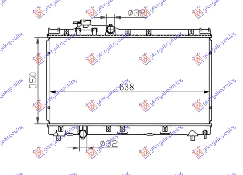 HLADNJAK MOTORA 1.8 BENZIN (350x638x26)