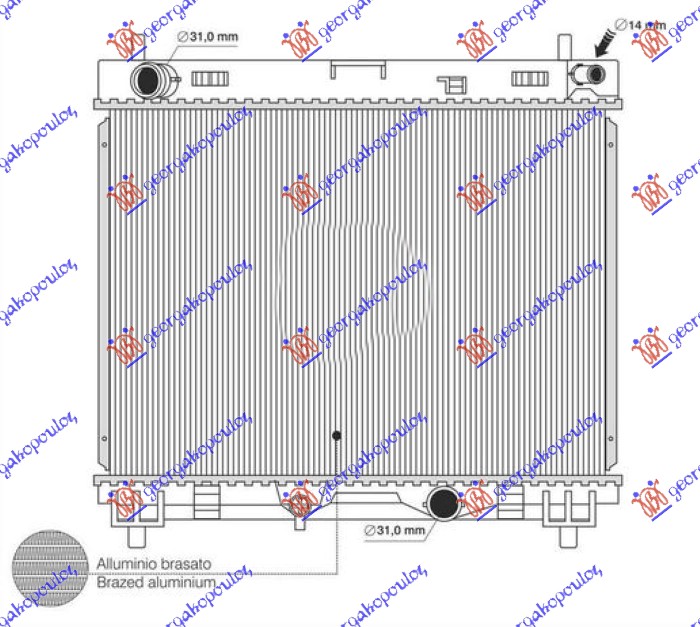 HLADNJAK MOTORA 1.4 D4D DIZEL (MAN) (350x475) (KOYO)