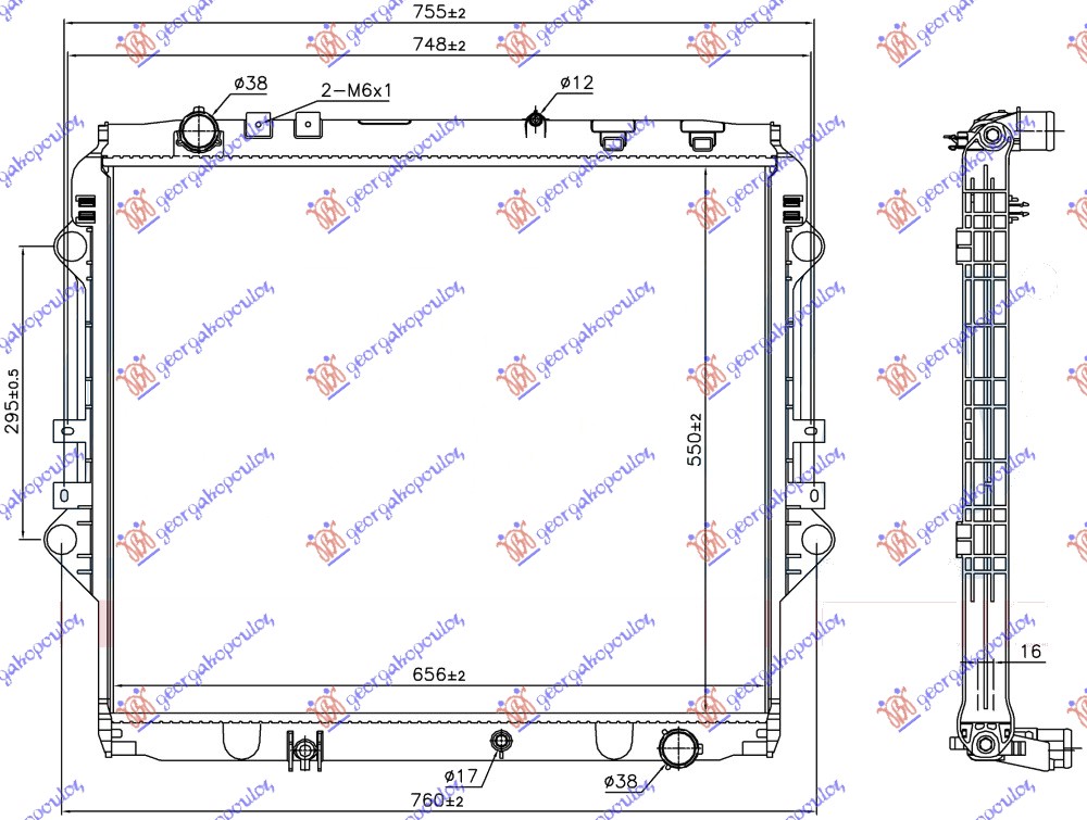 HLADNJAK MOTORA 2.4 D DIZEL (MAN) (550x650x27)