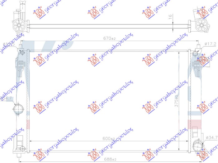 HLADNJAK MOTORA 1.8 HIBRID (675x370x16)