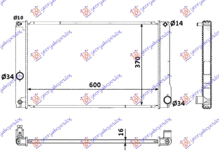 HLADNJAK MOTORA 1.3- 1.4- 1.6- 1.8 BENZIN ?UTO 60 0 x375