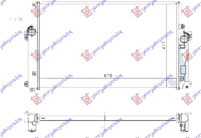 HLADNJAK MOTORA 2.0/2.2 D4D DIZEL (MAN) (670x410x26)