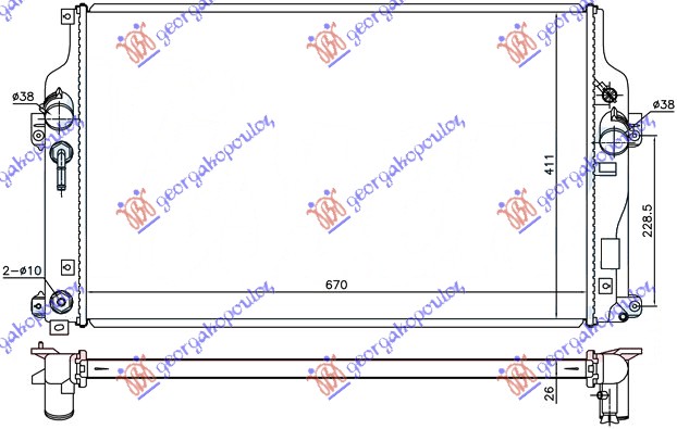 HLADNJAK MOTORA 2.2 D4D (AUTO) (67x43x2.7)