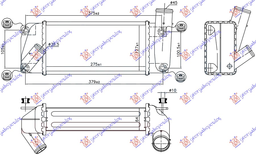 HLADNJAK INTERKULERA 1.4 D4D DIZEL (275x127x64)