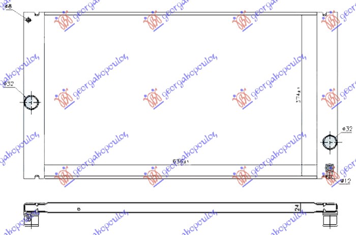 HLADNJAK MOTORA 2.4/2.5 BENZIN / 2.0 D DIZEL (635x375x22) (CEO ALUMINIJUM)