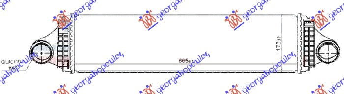 HLADNJAK INTERKULERA 2.0 T2/T3/T4/T5 BENZIN - 2.0 D4 DIZEL (665x173x64)