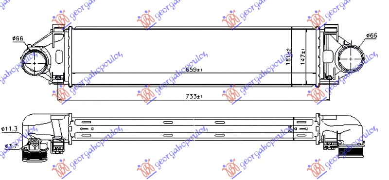 HLADNJAK INTERKULERA 2.0T/3.0T6 BENZIN - 2.0D/2.4D5 DIZEL (660x145x64)