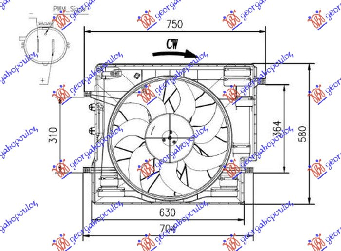 VENTILATOR KOMPLET (2.0 T5/T6/T8 HYBRID BENZIN)