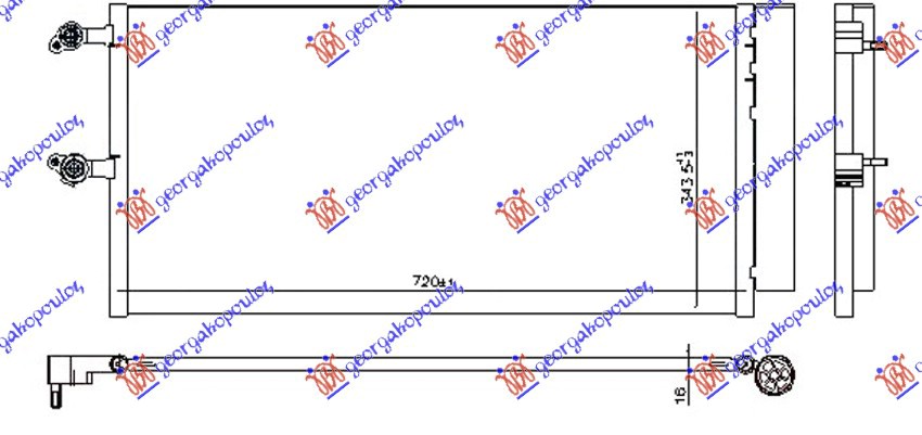 HLADNJAK KLIME BENZIN/DIZEL (720x344x16)