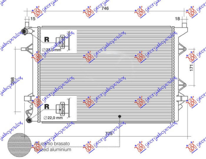 HLADNJAK MOTORA DODATNI 1.4 TSI/HIBRID BENZIN (628x441x16)