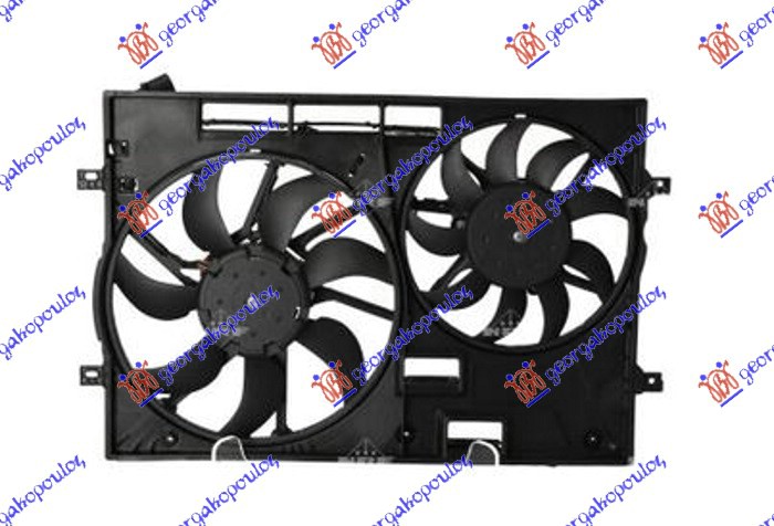 VENTILATOR (DUPLI) KOMPLET (1.4/1.8/2.0/2.5 BENZIN - 2.0 DIZEL) (370/295mm) (4 PIN)